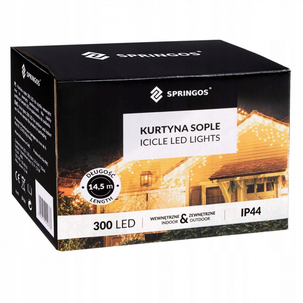 Гирлянда бахрома уличная Springos CL302, 12 м 300 LED, Blue