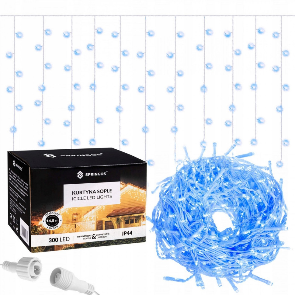 Гирлянда бахрома уличная Springos CL302, 12 м 300 LED, Blue