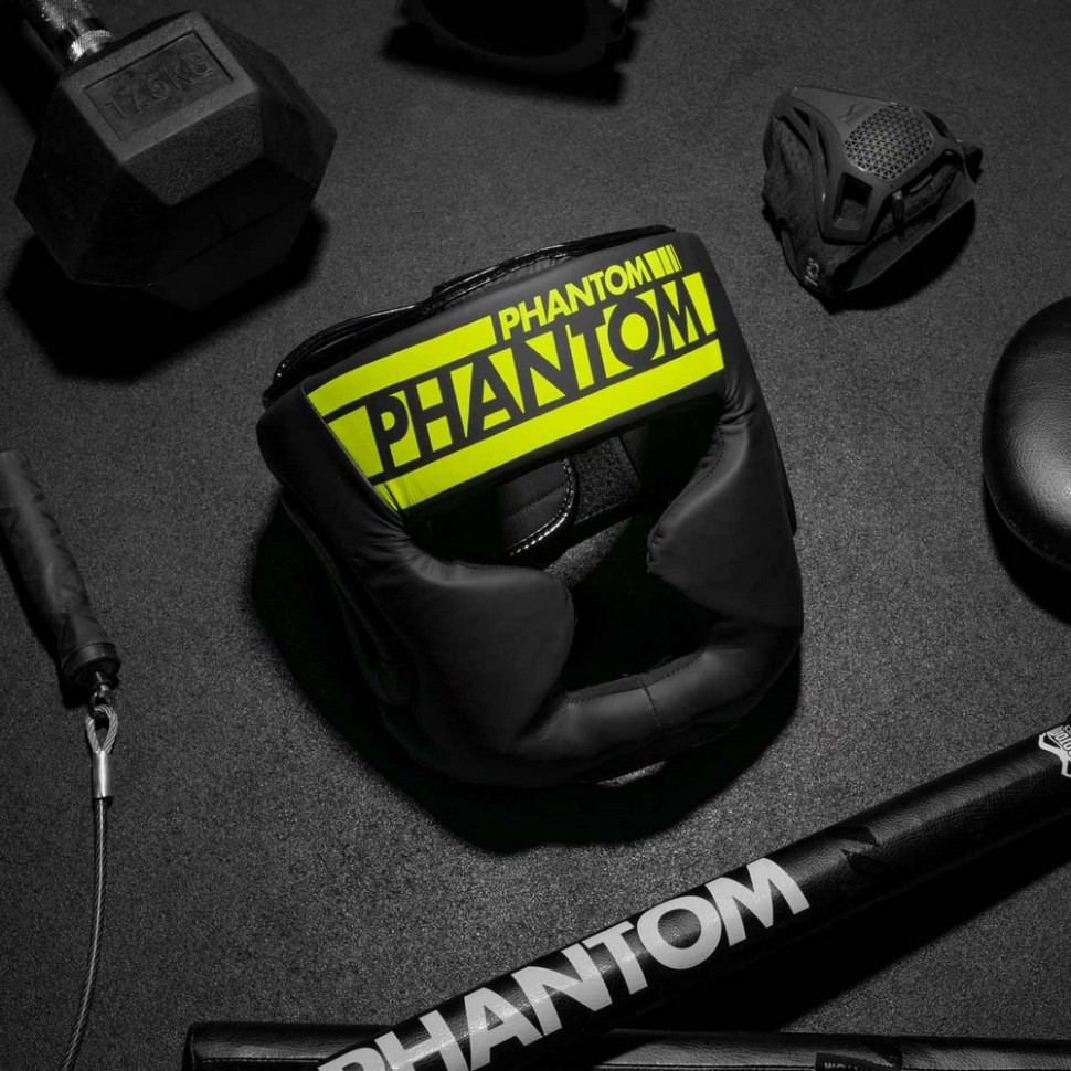 Боксерский шлем APEX Full Face Neon Phantom PHHG2303 One Size, Black/Yellow 