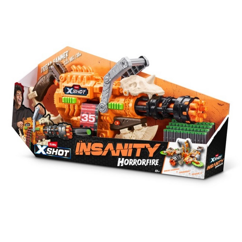 Детский скорострельный бластер Insanity Horrorfire Dread Hammer X-Shot 36733, 48 патронов