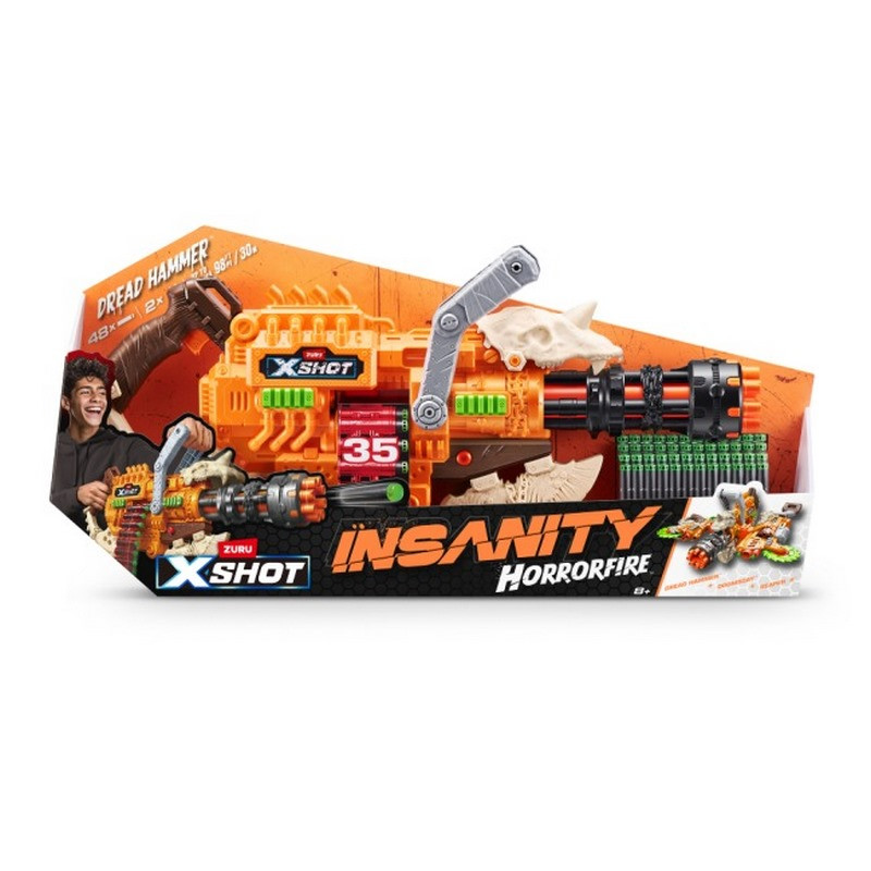 Детский скорострельный бластер Insanity Horrorfire Dread Hammer X-Shot 36733, 48 патронов