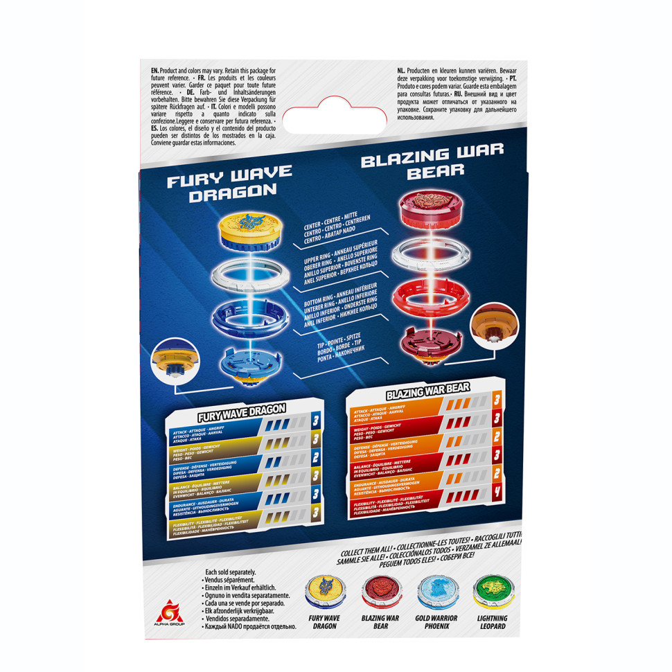 Набор Infinity Nado EU654196 VI Starter Nado Pack Fury Wave Dragon, Blazing War Bear Яростный Дракон и Горящий Боевой Медведь