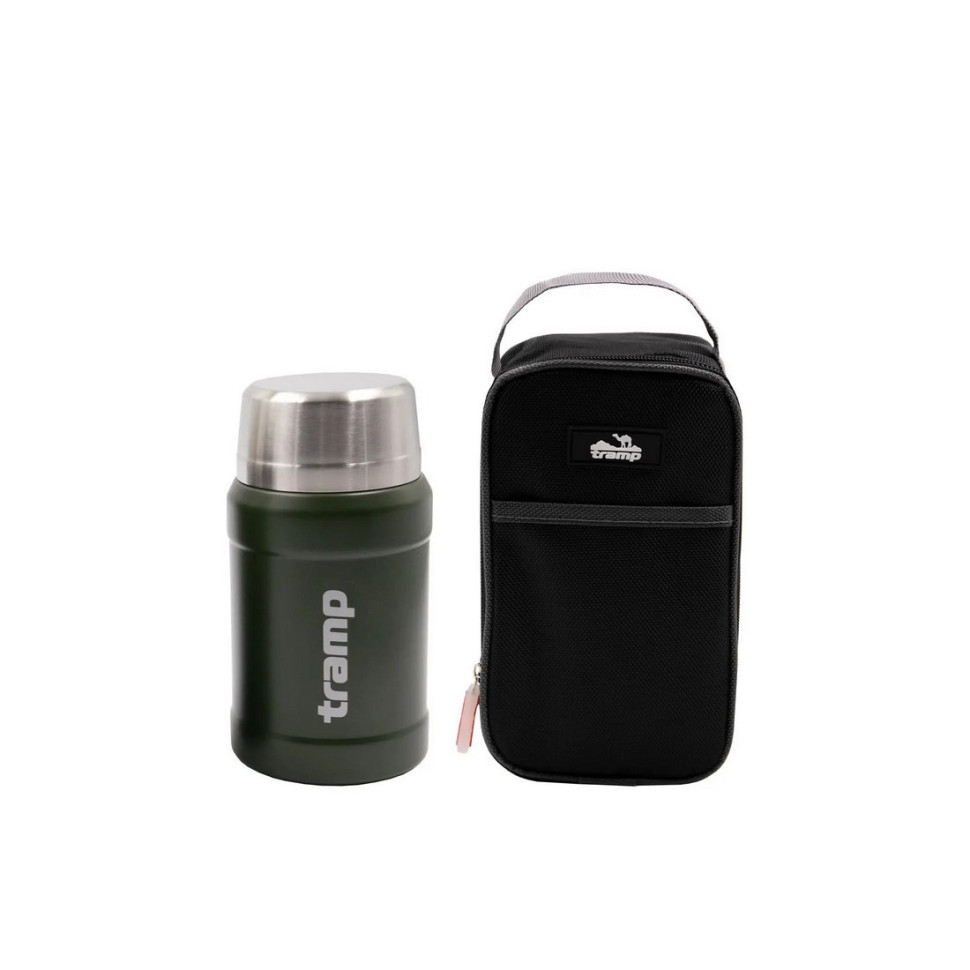Термос с широким горлом TRAMP UTRC-132-olive, в чехле, 0,8 л