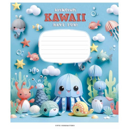 Зошит учнівський "Kawaii" Школярик 012-3398C-2 в косу лінію, 12 аркушів