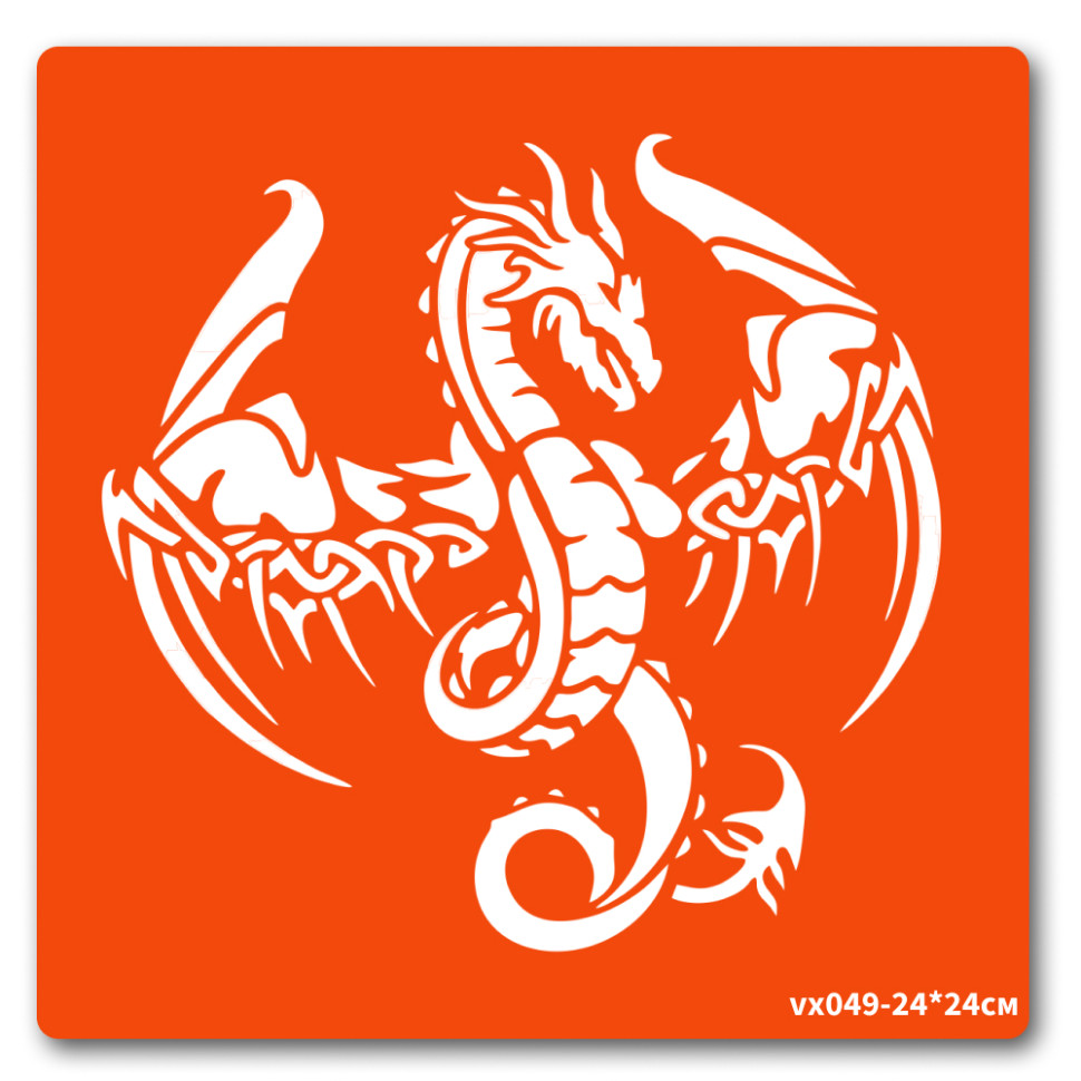 Трафарет для био-тату Дракон Fresh Tattoo vx049-24*24см, размер 24 х 24см 