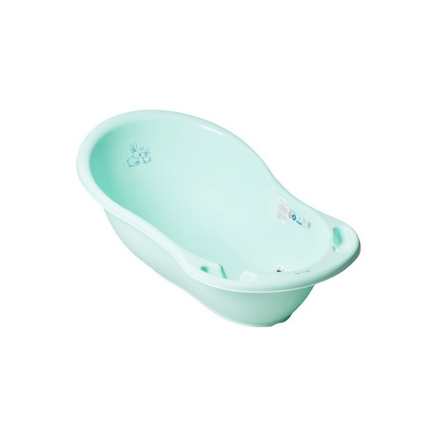Ванночка дитяча «Зайчики» Tega Baby KR-004-105 зі зливом, м'ятний 86 см
