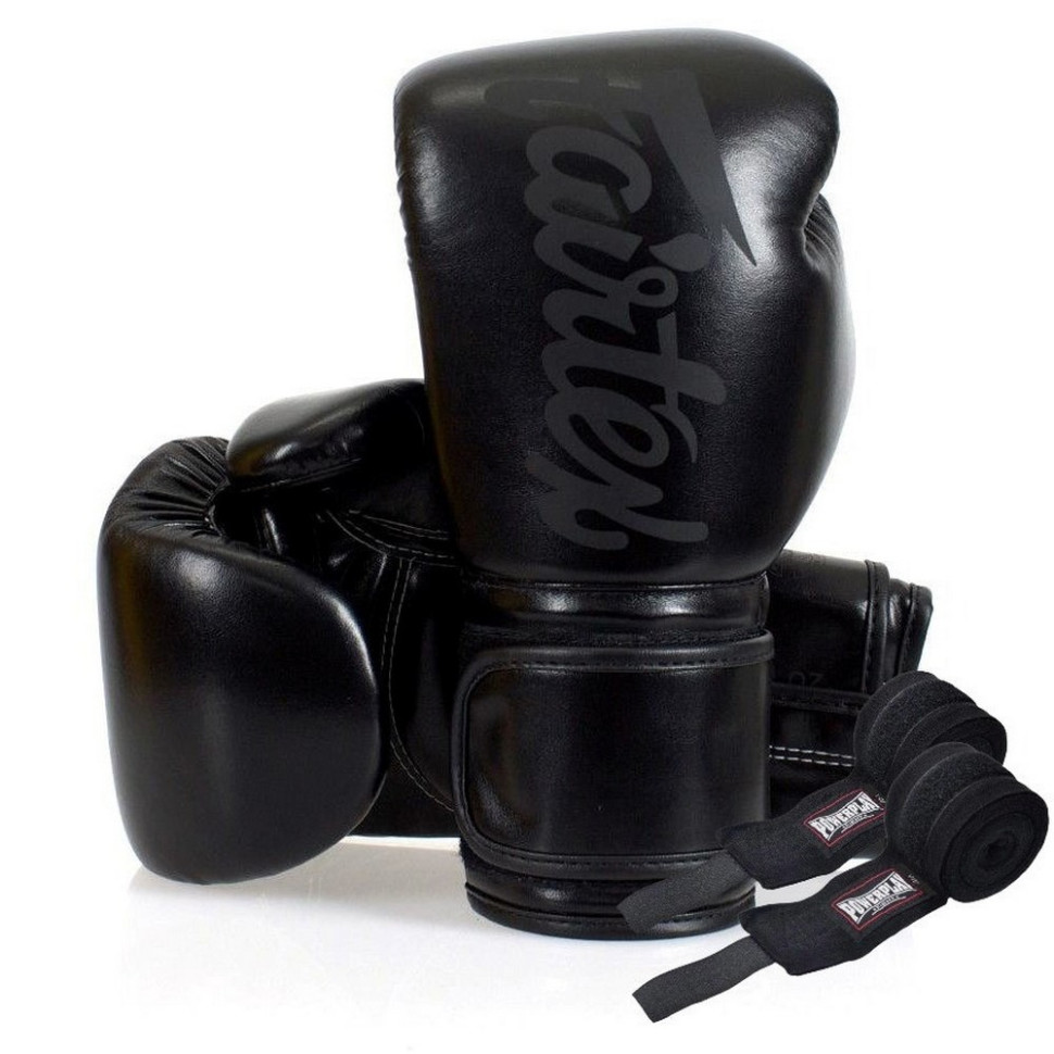 Боксерские перчатки BGV14SB Fairtex BGV14SB_12oz_Black 12 унций (бинты в комплекте)