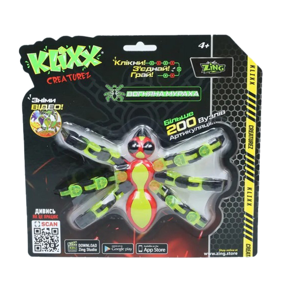 Игрушка Klixx Creaturez - Fidget Огненный муравей Zing KX120_A, зелено-красная
