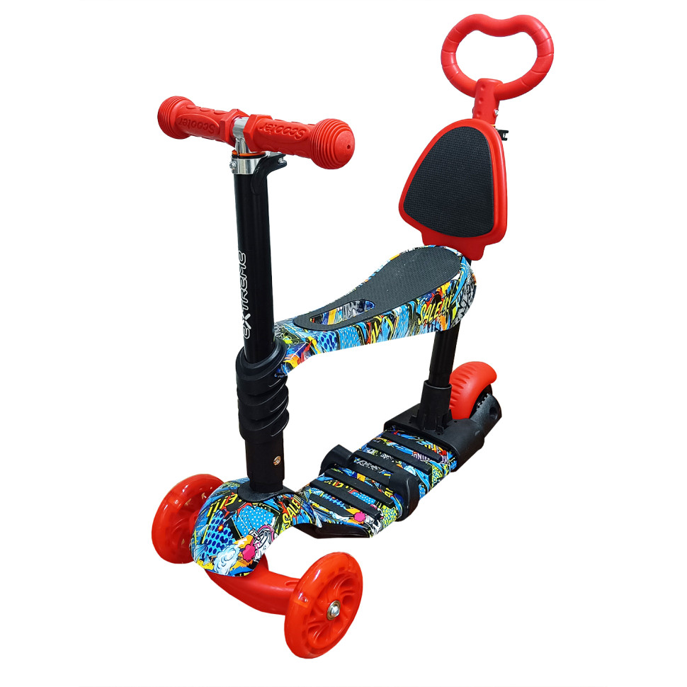 Дитячий самокат 4-х колісний 5 в 1 Bambi SC20482(Red) колеса зі світлом