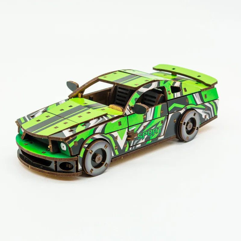 Дерев'яний 3D конструктор Mustang GT PuzzleOK Puz-00640, 162 деталей