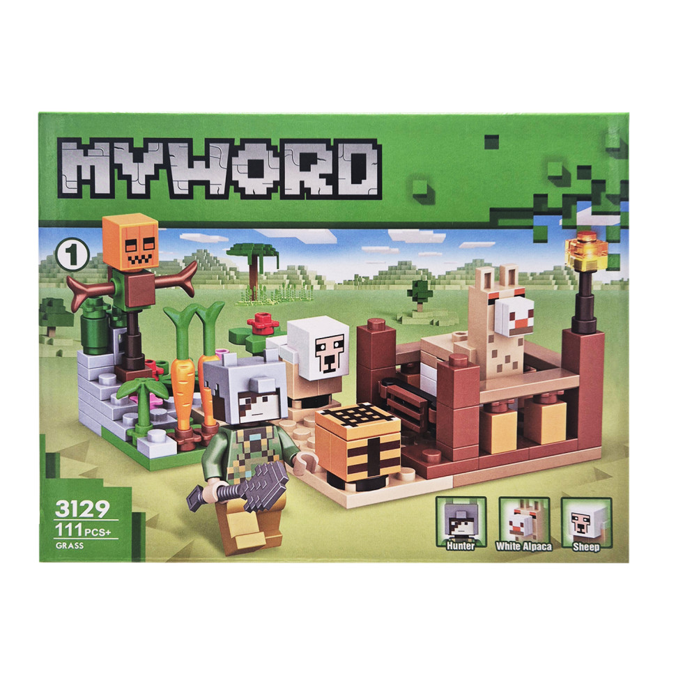 Конструктор детский Майнкрафт Grass Bambi 3129-1 пластик, 111 деталей