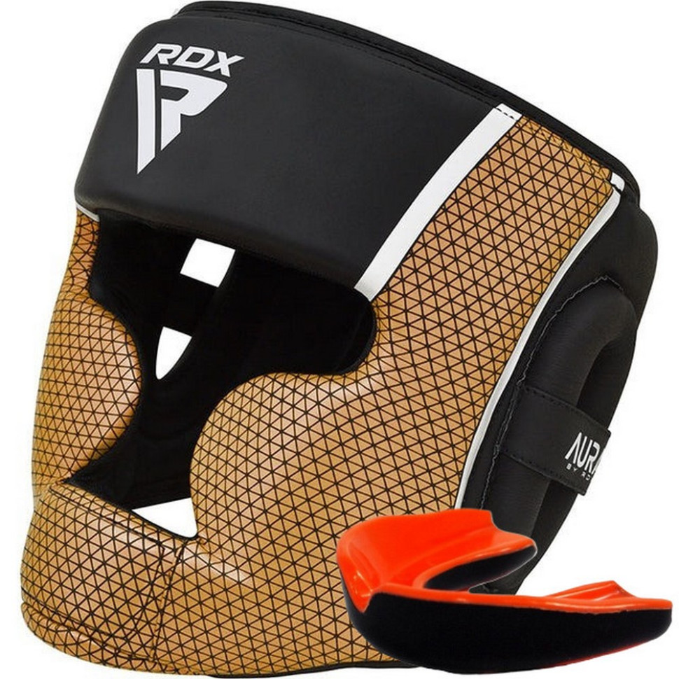 Боксерский шлем AURA PLUS T-17 RDX Inc Limited HGR-T17BGL-S+ Black Golden, S (капа в комплекте)