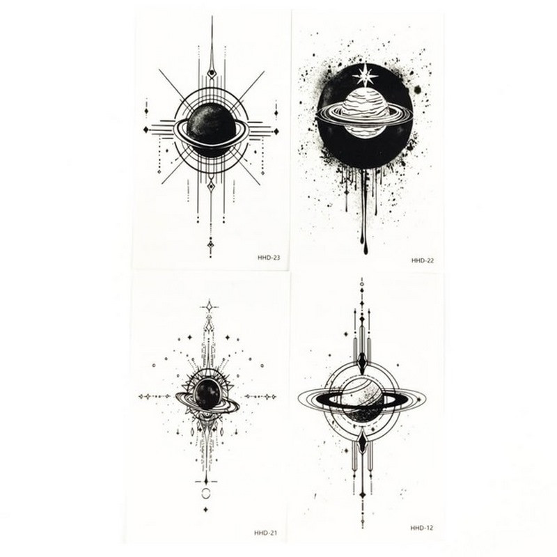 Набор временных тату «Космос» Fresh Tattoo black-tattoo-mini-set-space из 4 черных по 9,5 х 5,5 см             