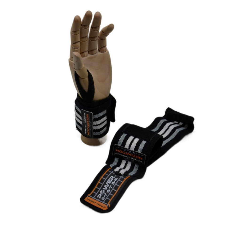 Кистьові бинти Wrist Wraps Power System PS-3500_Grey-Black