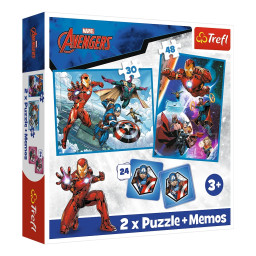 Пазл детский 2 в 1 "Герои в действии" Avengers Trefl 93333 с игрой Мемо