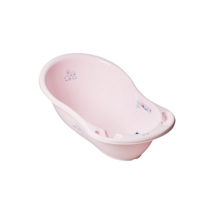 Ванночка дитяча «Зайчики» Tega Baby KR-004-104 зі зливом, рожевий 86 см