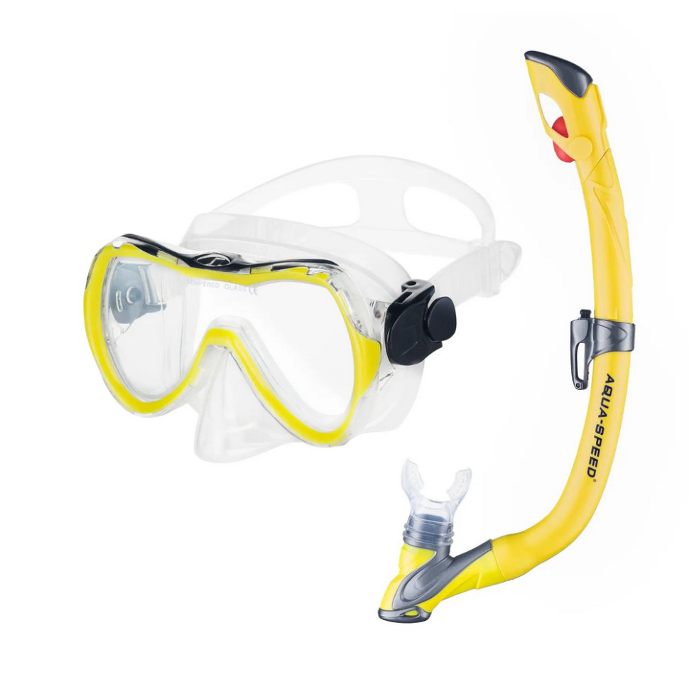 Набор маска и трубка ENZO + SAMOS 3112 Aqua Speed 00000018889 желтый, OSFM