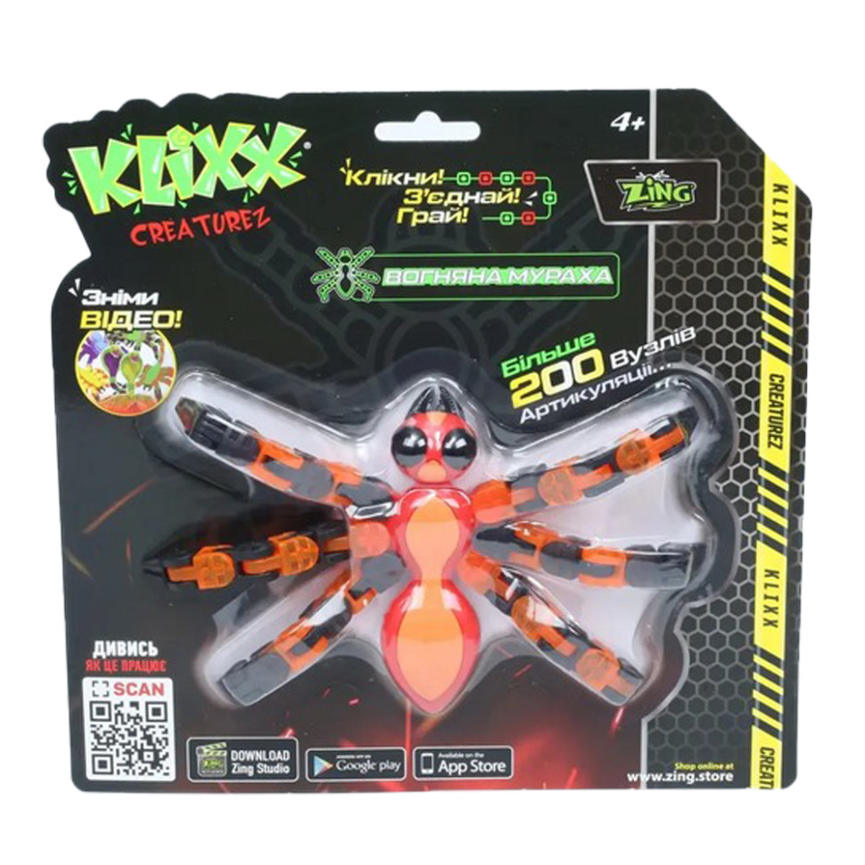 Игрушка Klixx Creaturez - Fidget Огненный муравей Zing KX120_B, красно-голубая