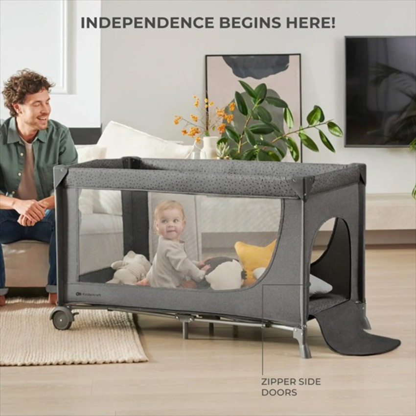 Дитяче ліжко-манеж Joy 2 Kinderkraft KLJOY02DGR00000 темно-сірий