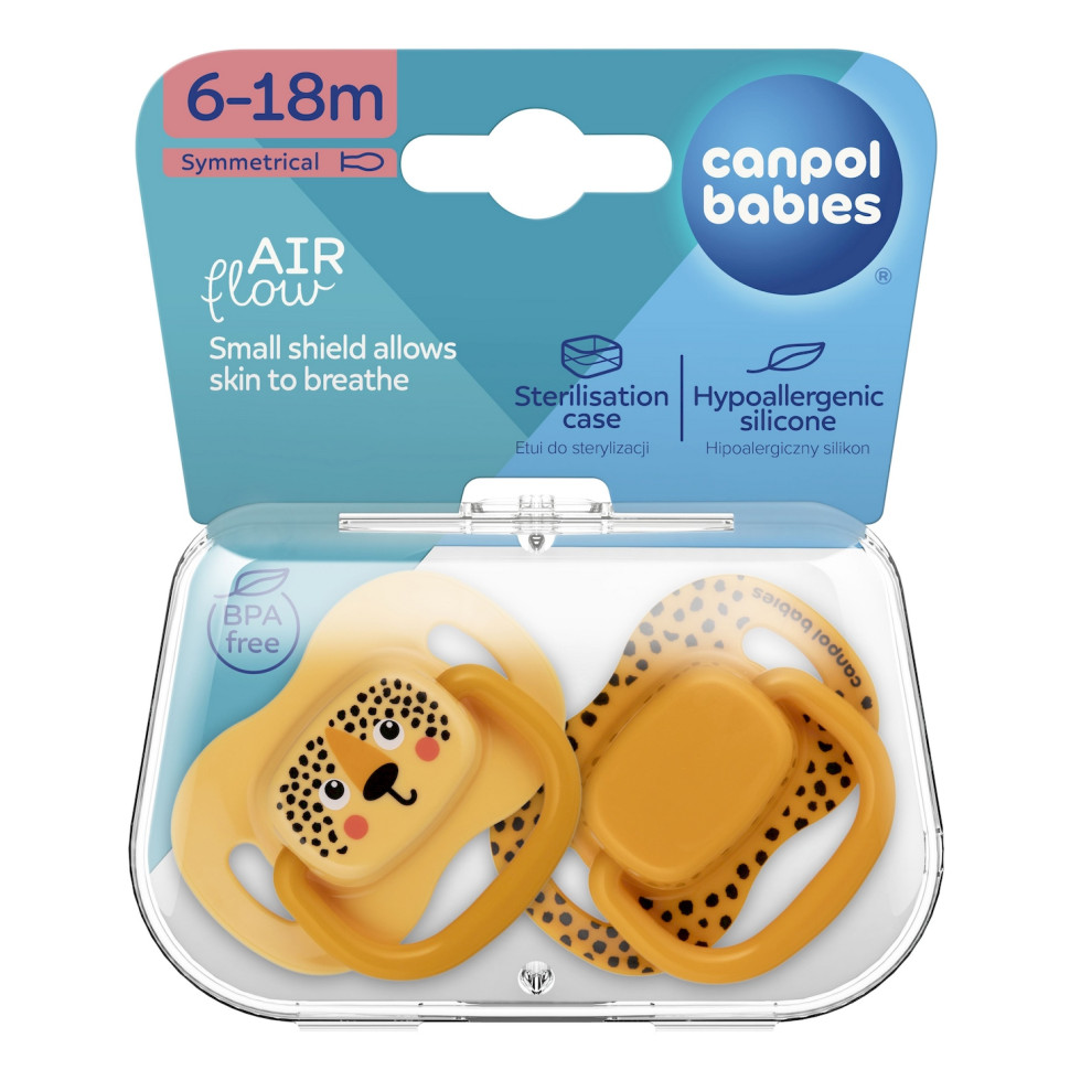 Пустышка силиконовая симметричная Леопард BabiesBoo Canpol babies 34/928_ora 6-18 месяцев