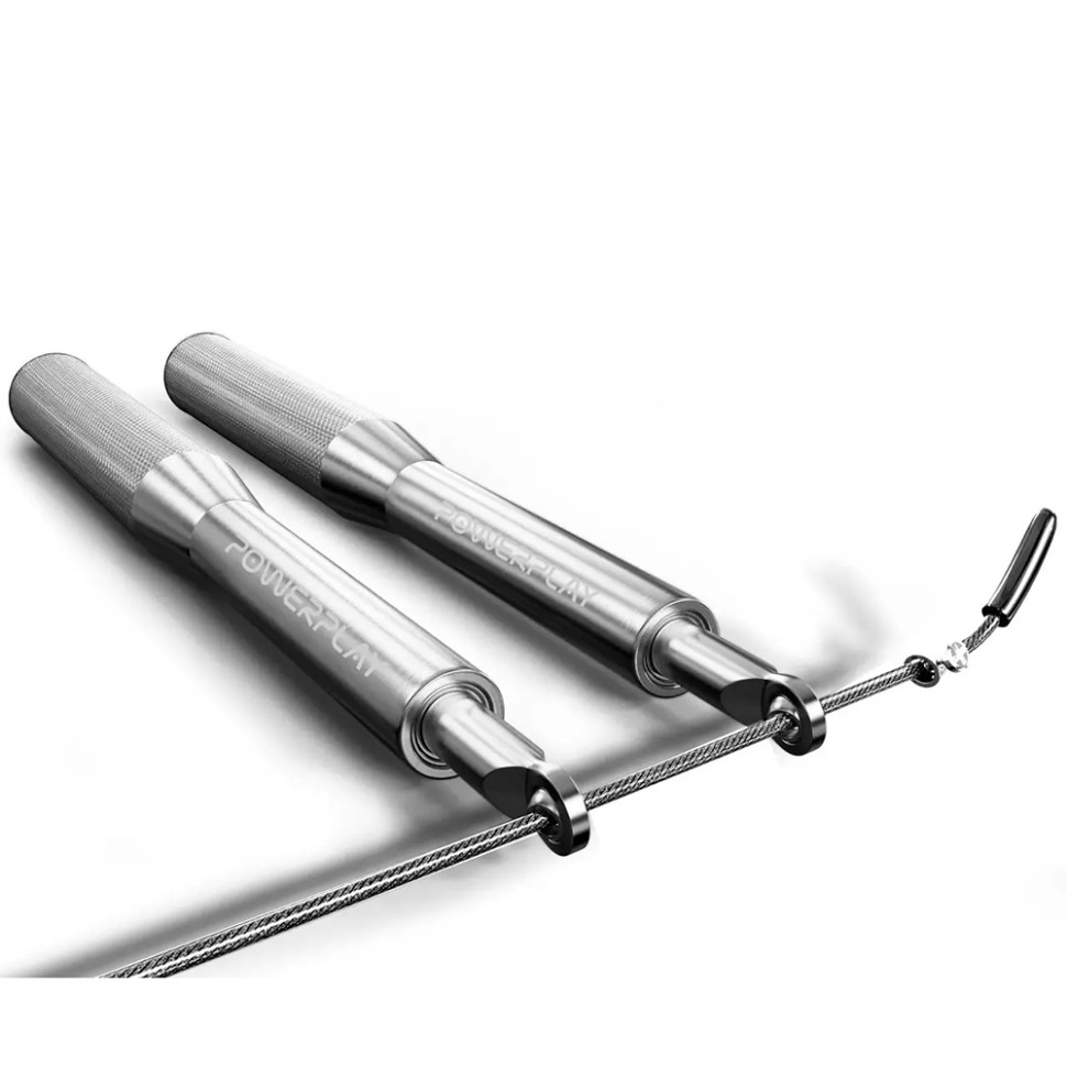 Скакалка скоростная на подшипниках алюминиевая PowerPlay PP_4207_Silver, Серебряная