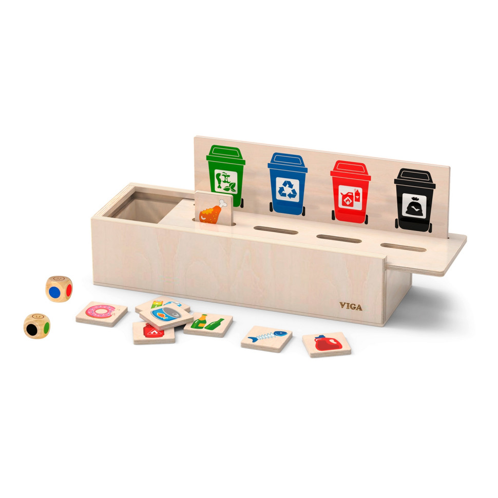Настольная развивающая игра Сортировка мусора Viga Toys 44504 деревянный сортер