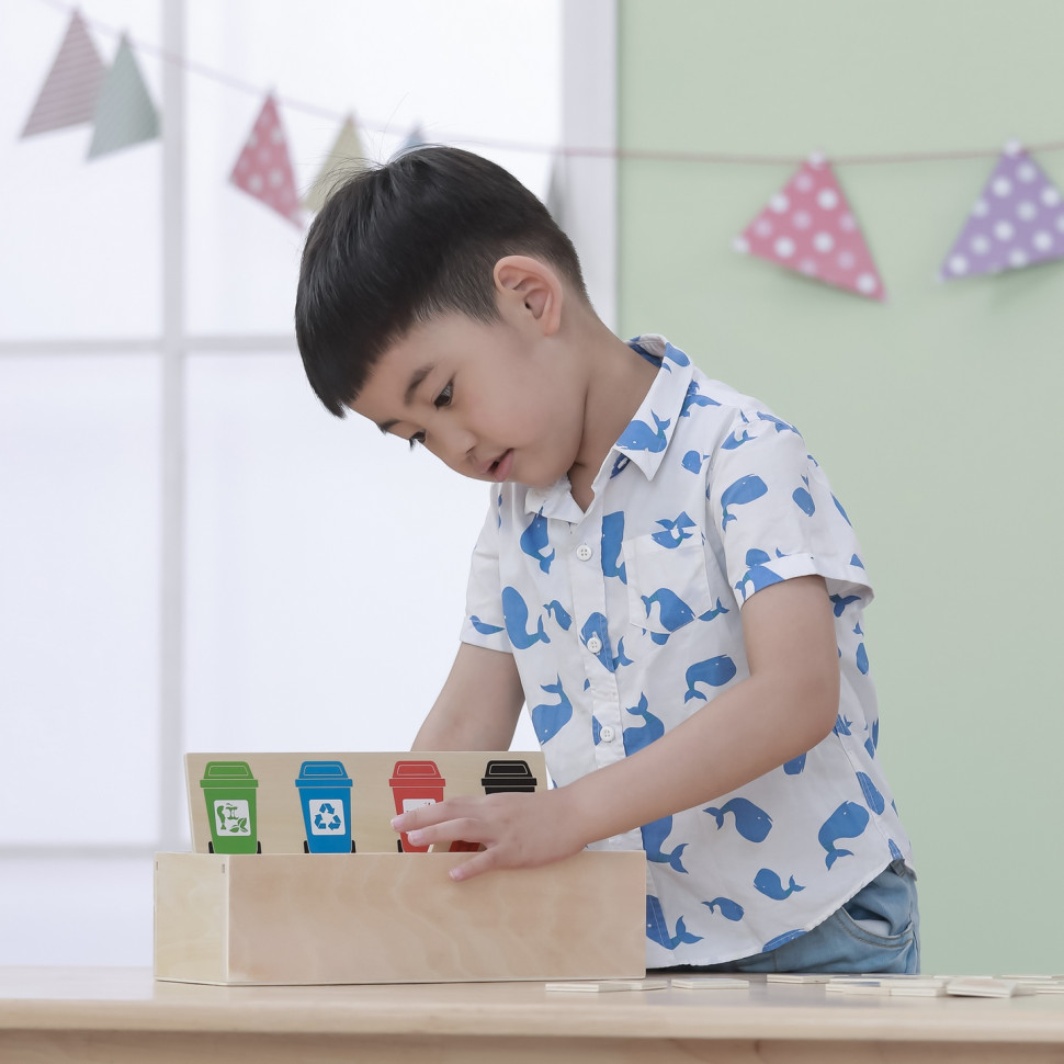 Настольная развивающая игра Сортировка мусора Viga Toys 44504 деревянный сортер