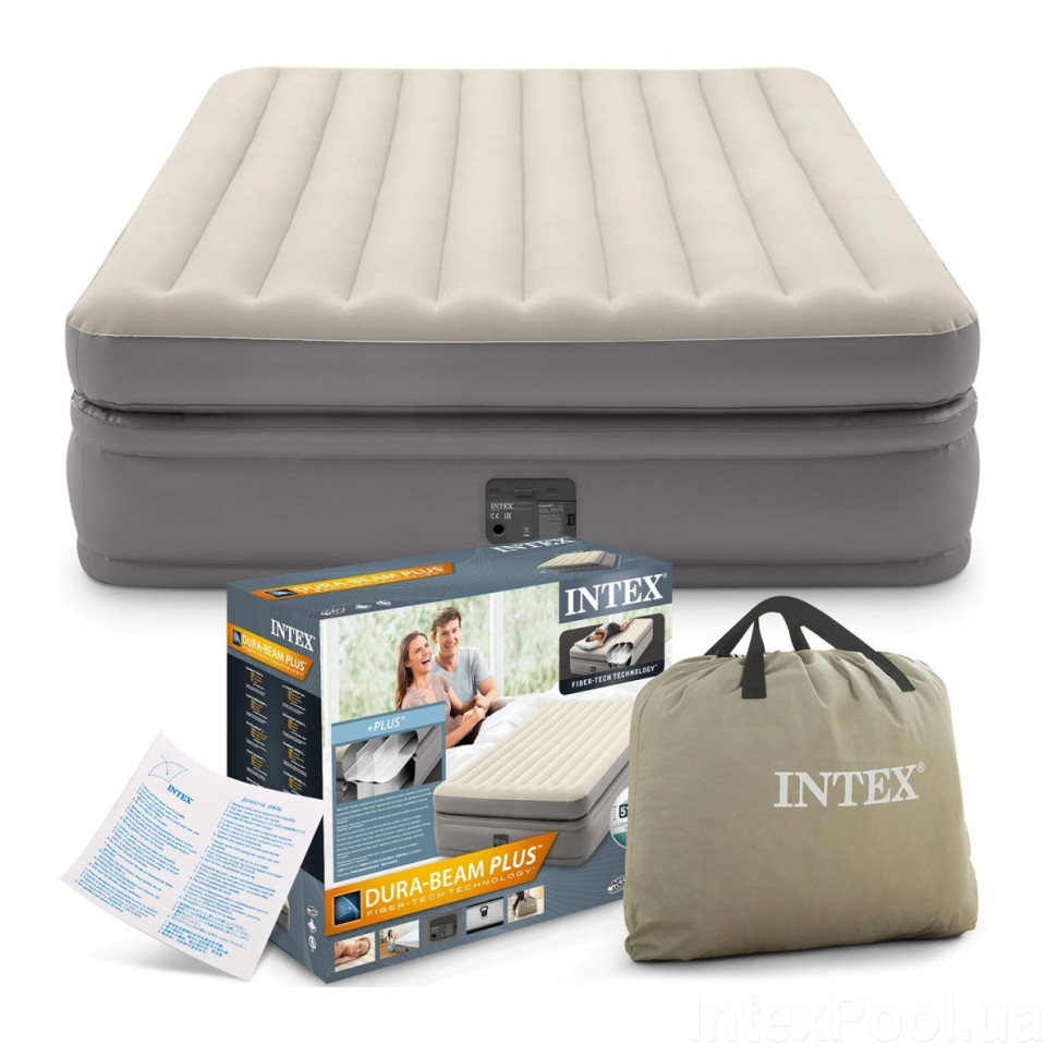 Надувне ліжко Intex 64164 (152х203х51 см) із вбудованим насосом