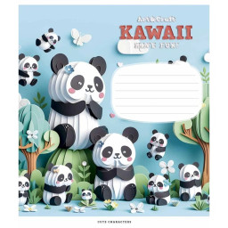 Зошит учнівський "Kawaii" Школярик 012-3398C-4 в косу лінію, 12 аркушів