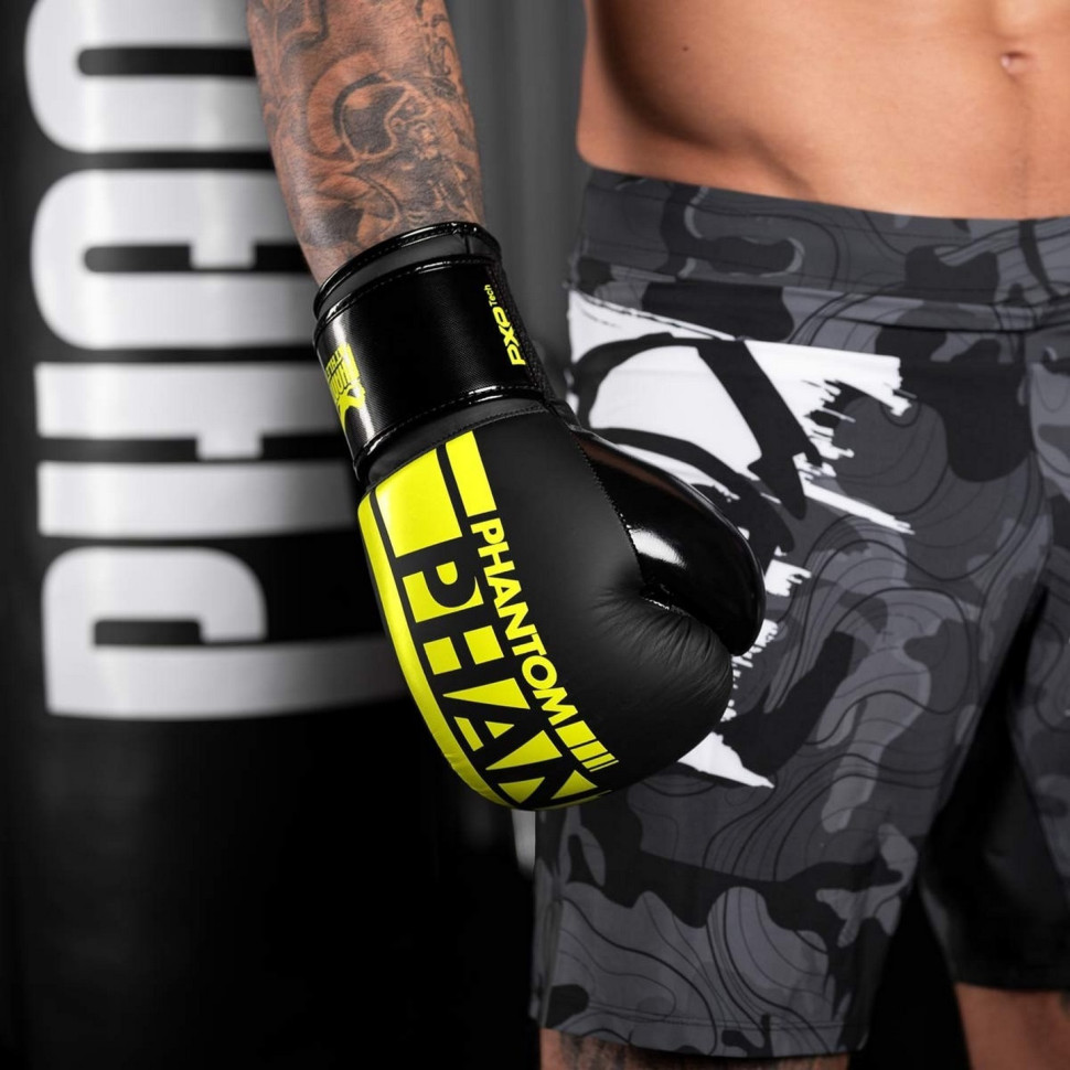 Боксерські рукавиці APEX Elastic Phantom PHBG2300-12 Neon Black/Yellow 12 oz