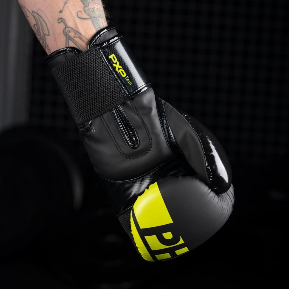 Боксерські рукавиці APEX Elastic Phantom PHBG2300-12 Neon Black/Yellow 12 oz