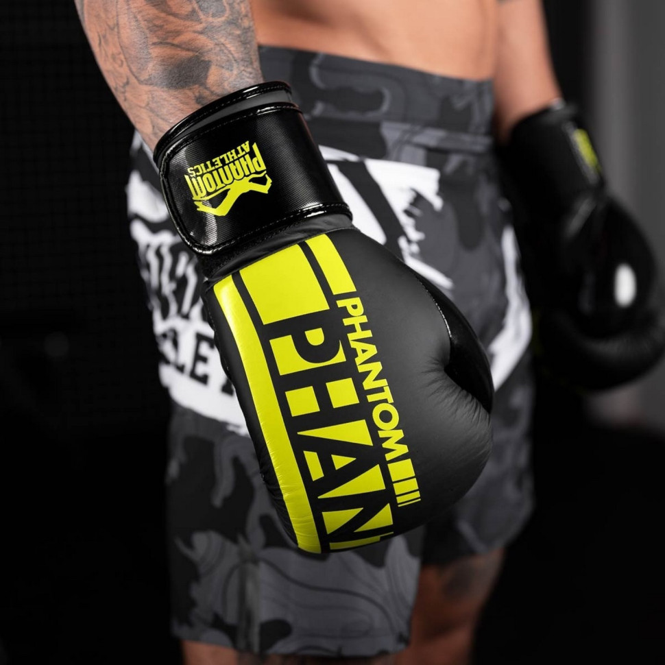 Боксерські рукавиці APEX Elastic Phantom PHBG2300-12 Neon Black/Yellow 12 oz