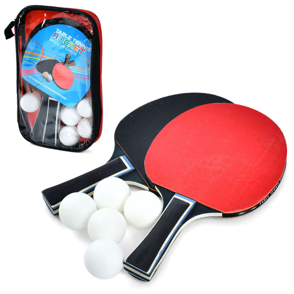 Ракетки для настільного тенісу Bambi MS 4594, 25 см, EVA, 5 м'ячів у наборі