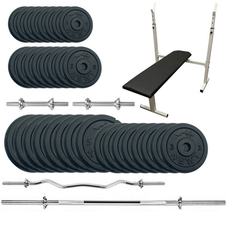 Лава для жиму з набором штанг та гантелей Gym Set-STHW Home Newt NE-M-STHW-SET-95, 99 кг