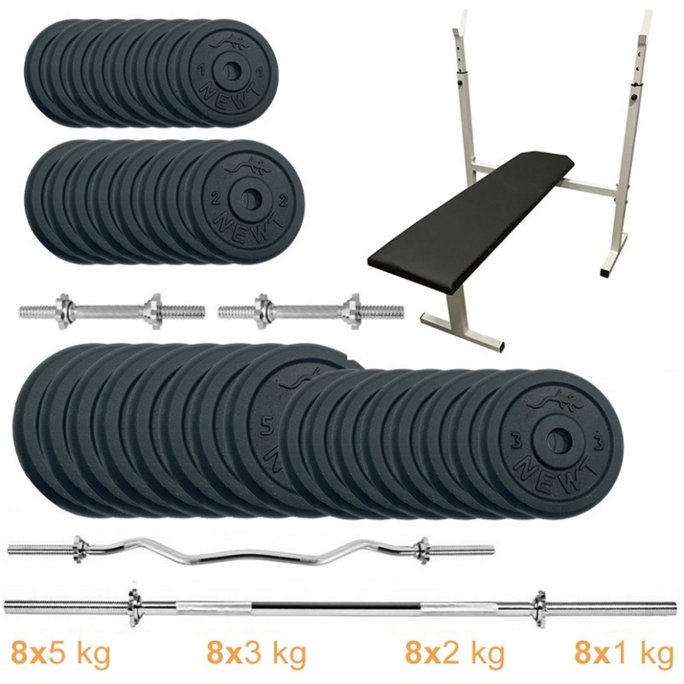 Лава для жиму з набором штанг та гантелей Gym Set-STHW Home Newt NE-M-STHW-SET-95, 99 кг