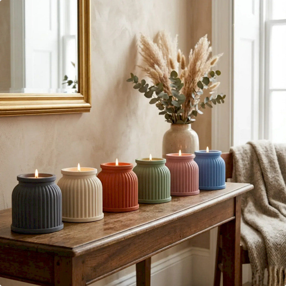 Набір для виготовлення підсвічника зі свічкою та кришкою Alexes GP-002 з гіпсу