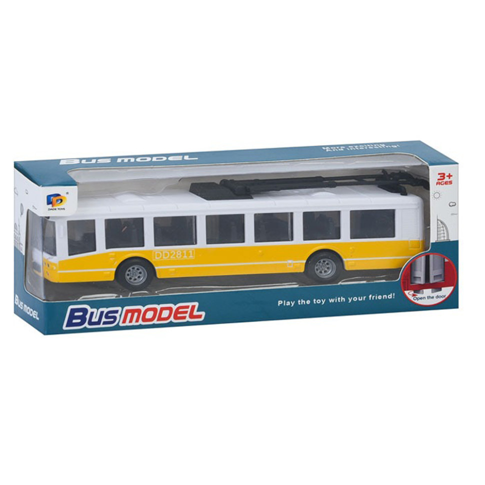 Детский инерционный троллейбус Bambi DD2813AC(Yellow) открываются двери