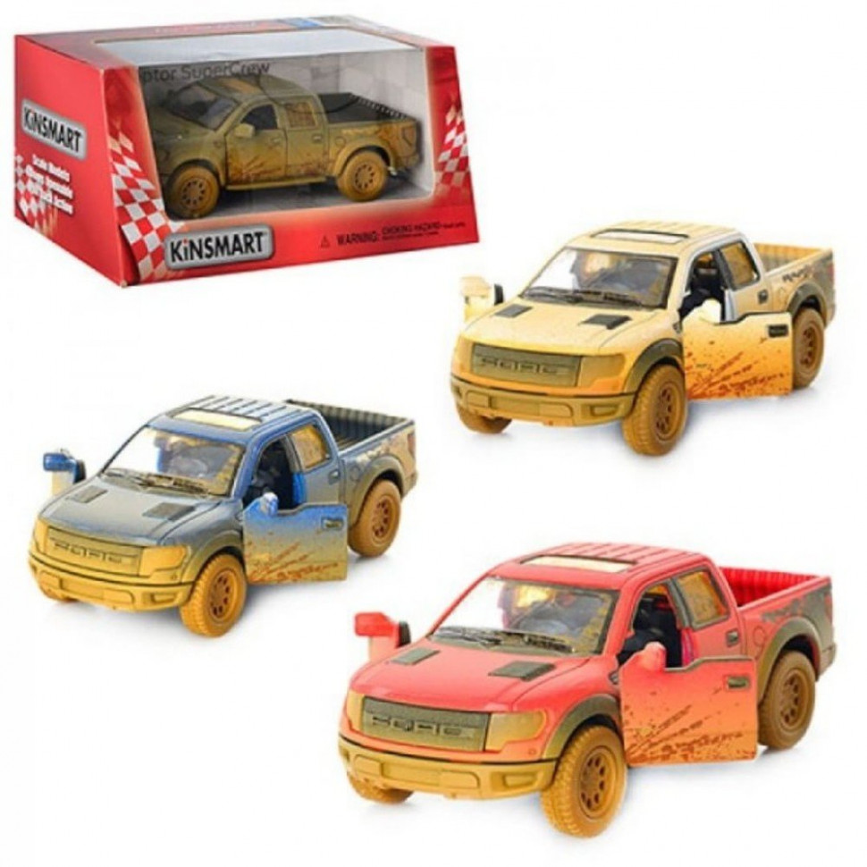 Машинка пікап Ford F-150 SVT Raptor-Supercrew Muddy Kinsmart KT5365WY інерційна, 1:46