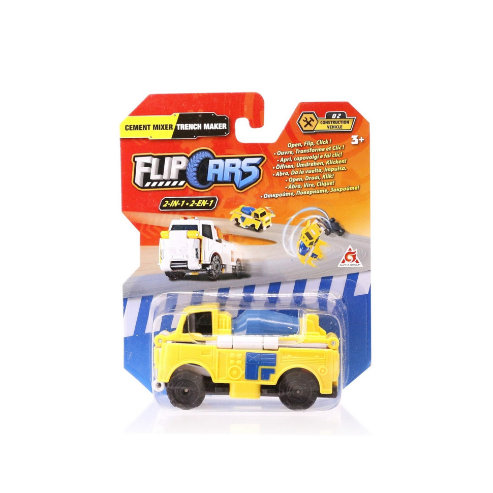 Машинка-трансформер Flip Cars 2 в 1 Будівельний транспорт, Бетономішалка і Траншеєкопач EU463875-02