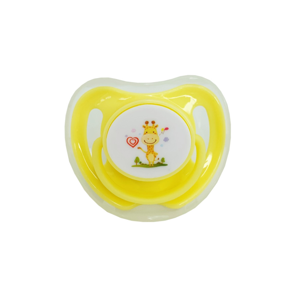 Пустушка силіконова кругла Mega Zayka MGZ-0516(Yellow) з ковпачком