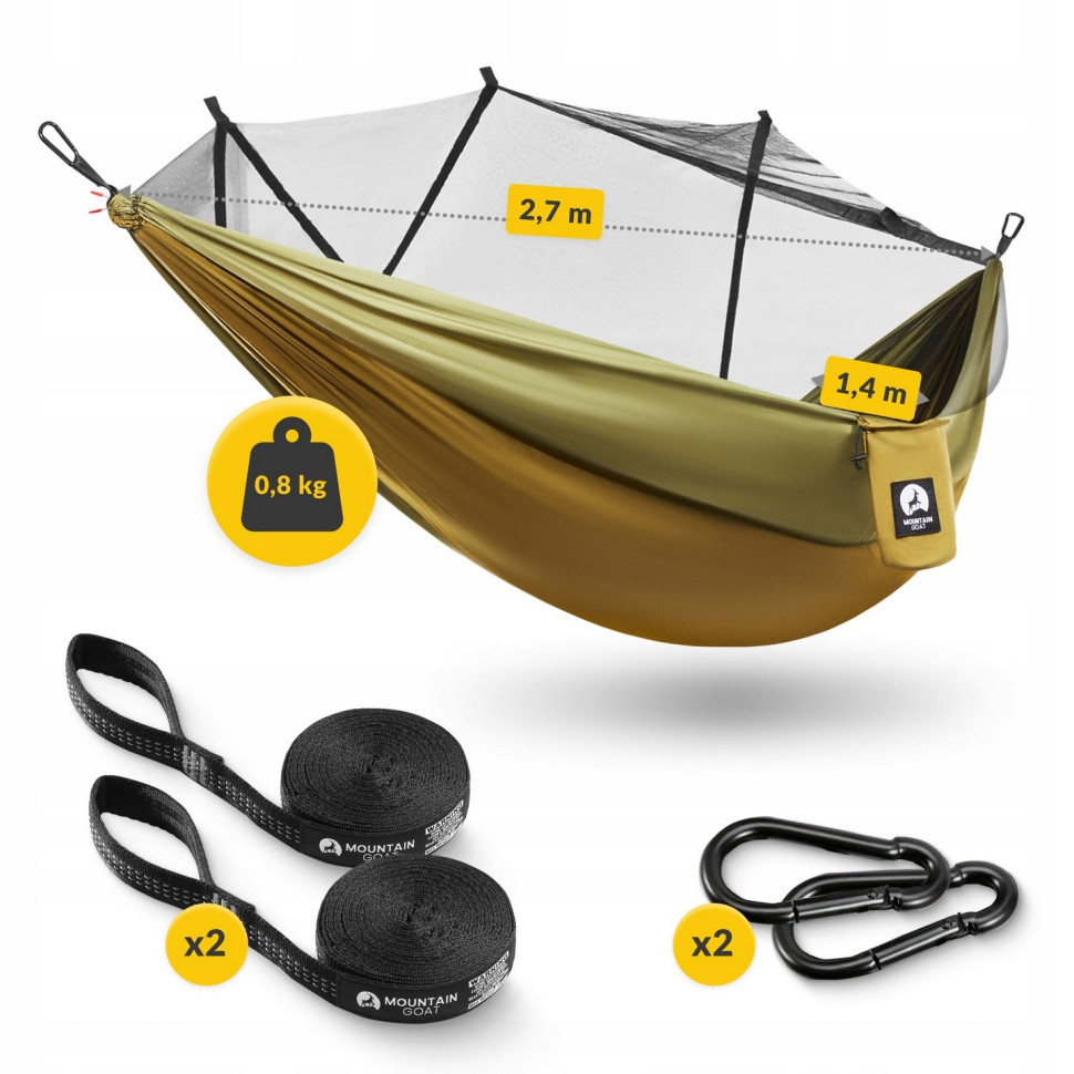 Одномісний туристичний гамак Olive P-5 Mountain Goat P-5905973403153 з москітною сіткою 270x140 см 