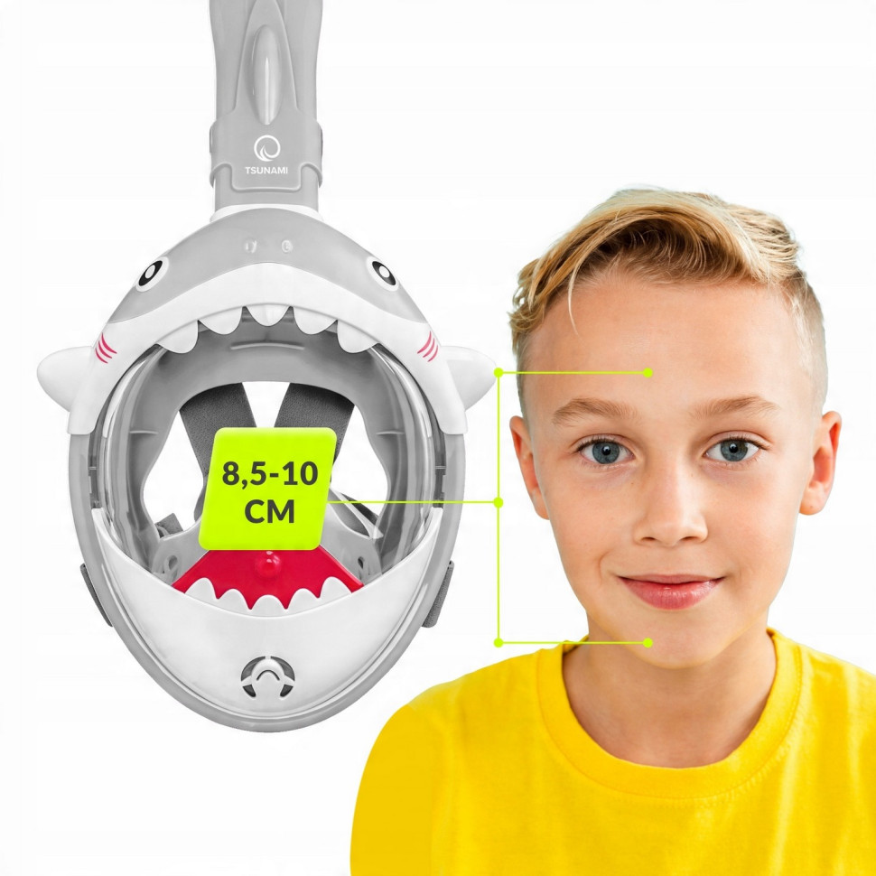 Маска для снорклінгу повнолицьова Shark TSUNAMI P-5905973405447 Grey