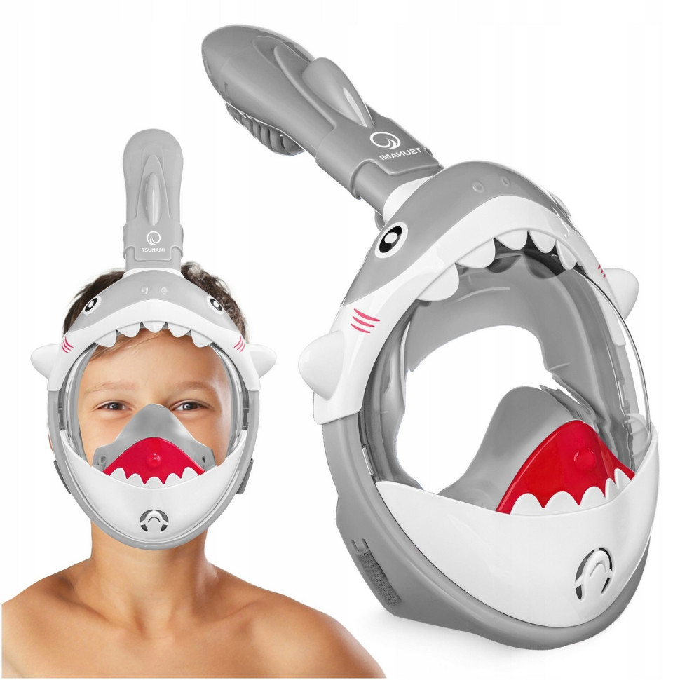 Маска для снорклінгу повнолицьова Shark TSUNAMI P-5905973405447 Grey