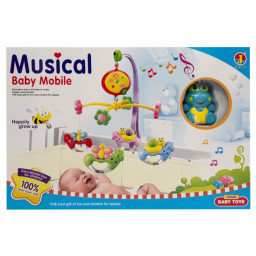 Детский мобиль на кроватку "Лягушонок" Bambi 6518B, музыка