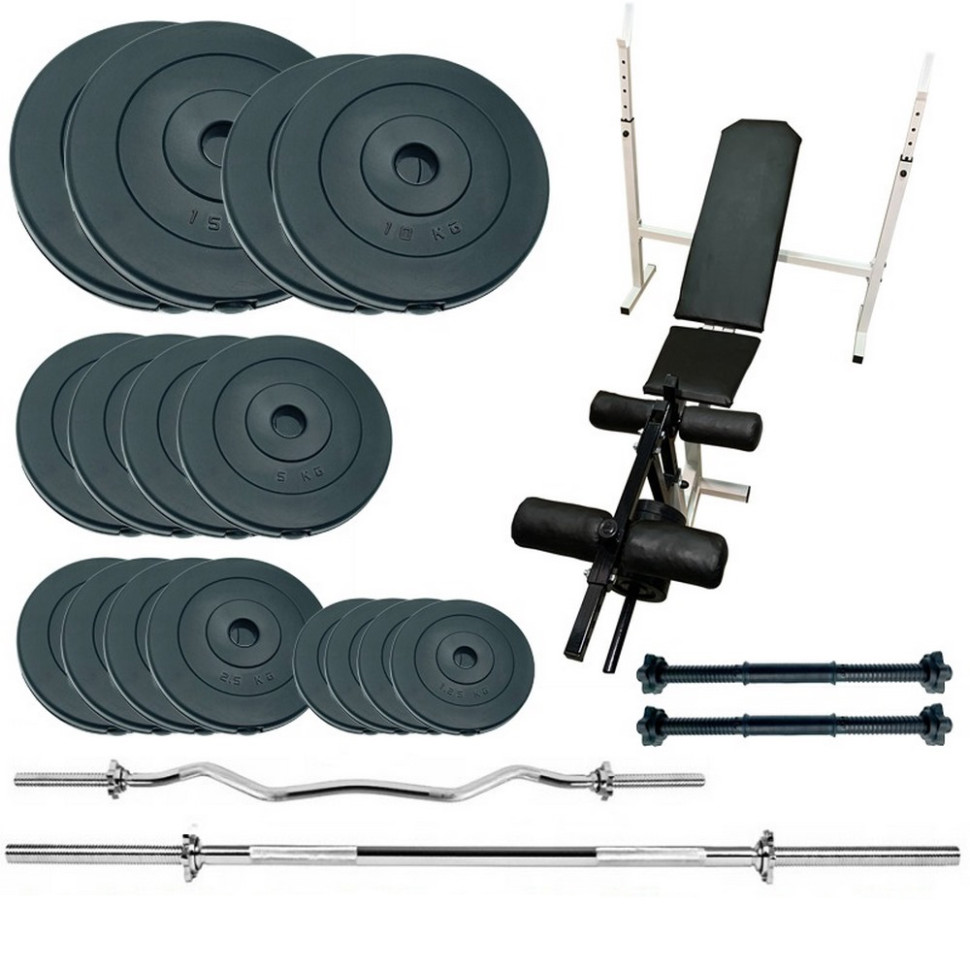 Скамья для жима с набором штанг и гантелей Gym Scott Plus Set Pro Newt NE-SKM-PL-SCP-100, 100 кг