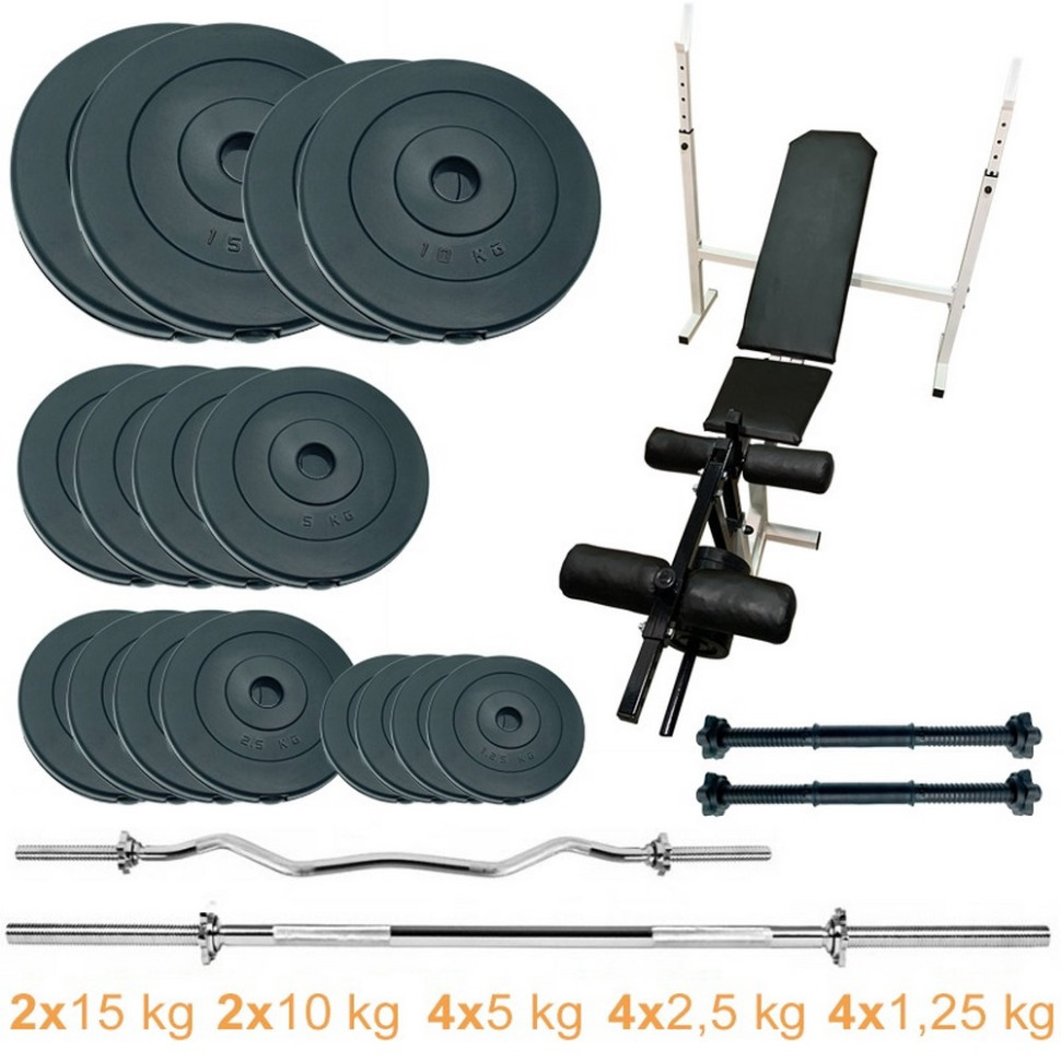 Скамья для жима с набором штанг и гантелей Gym Scott Plus Set Pro Newt NE-SKM-PL-SCP-100, 100 кг