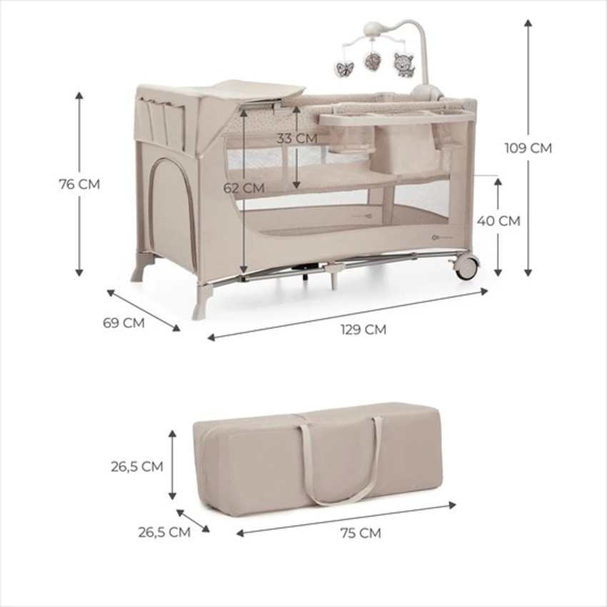Дитяче ліжко-манеж Joy 2 Kinderkraft KLJOY02BEG000AC бежевий, з пеленатором 