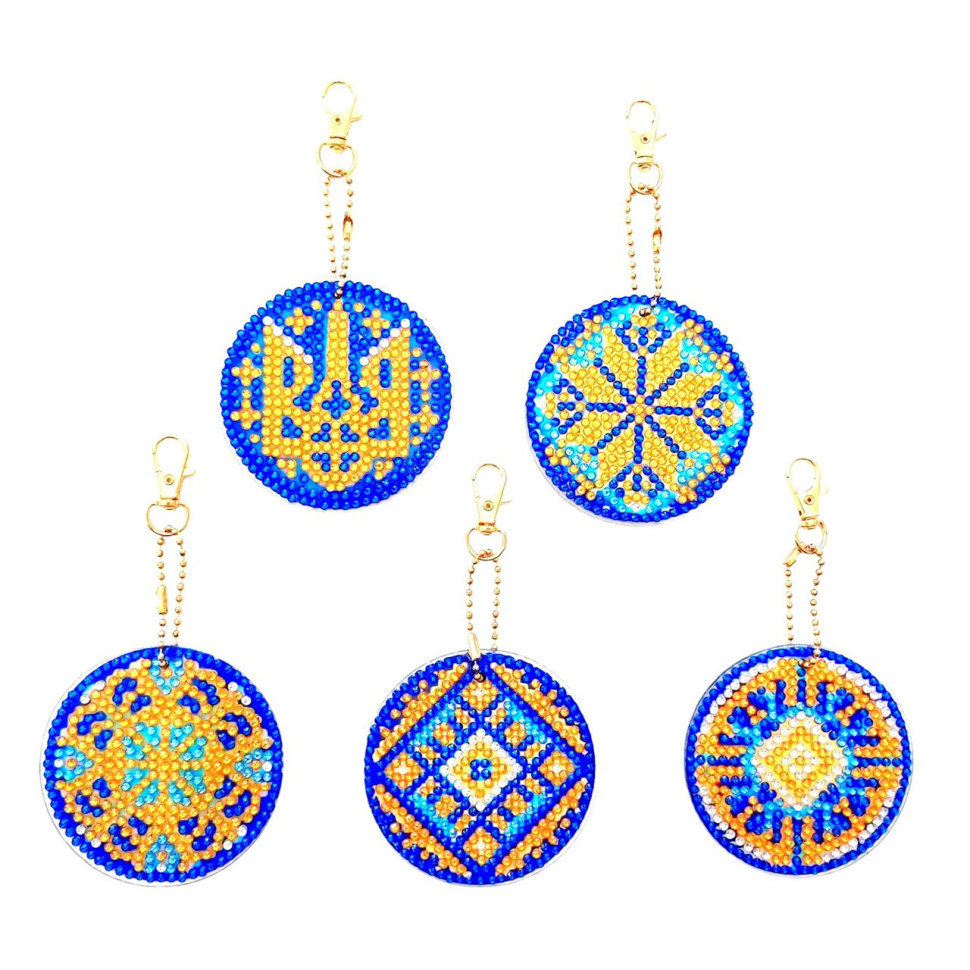 Набір брелків алмазна викладка Українські орнаменти ColorArt BR39, 5 штук