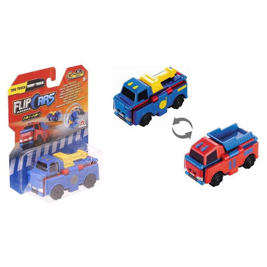 Машинка-трансформер Flip Cars 2 в 1 Строительный транспорт, Кран и Самосвал EU463875-01