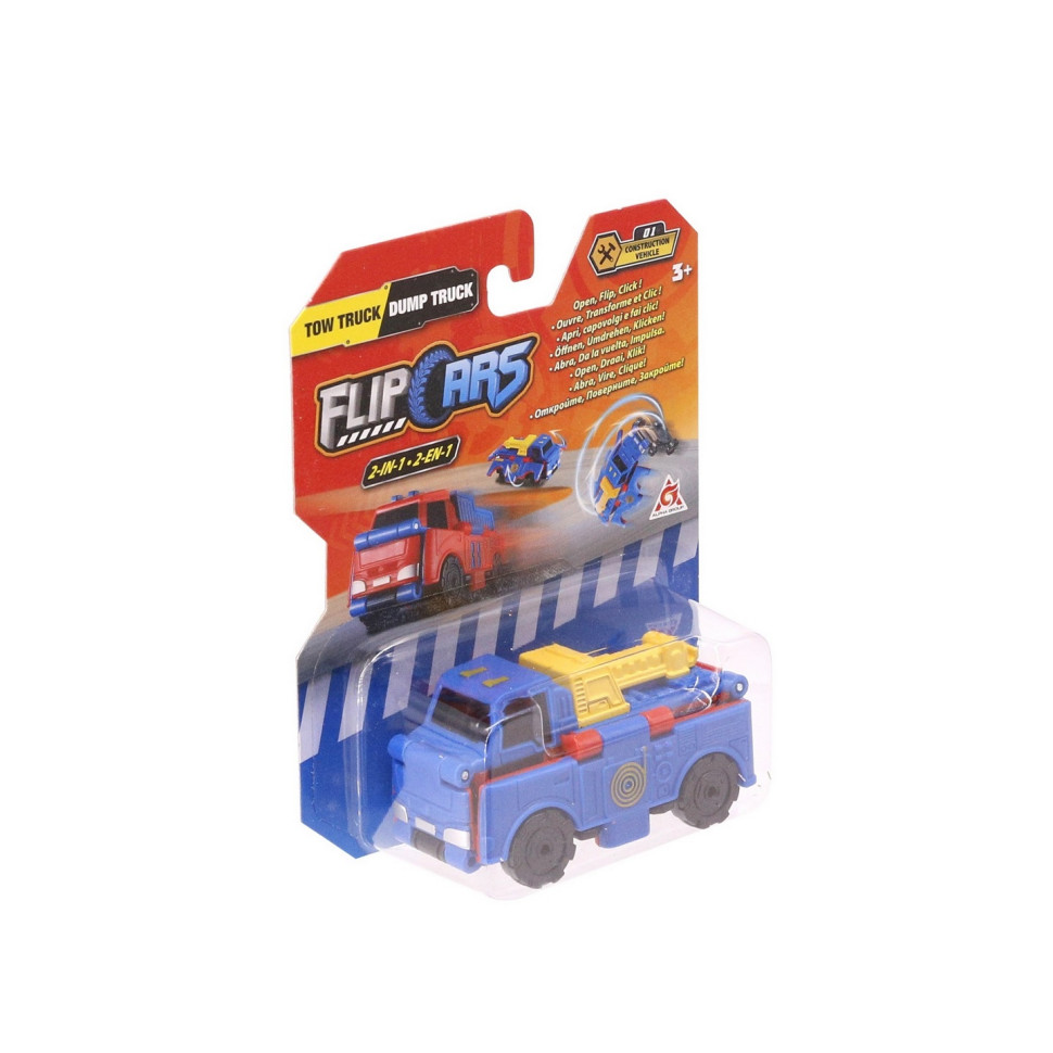 Машинка-трансформер Flip Cars 2 в 1 Строительный транспорт, Кран и Самосвал EU463875-01